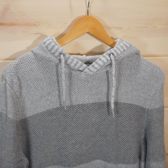 Urban Pipeline Men's size M Gray Striped Knit Hooded Sweater Hoodie - Picture 2 of 8